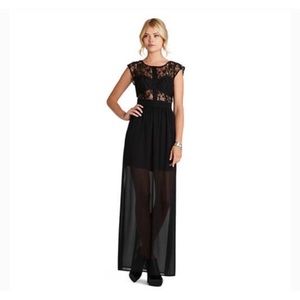 BCBGeneration Lace Grosgrain Maxi Dress
